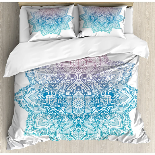 Ottery Pale Blue/White Microfiber 350 TC Modern & Contemporary Duvet Cover Set