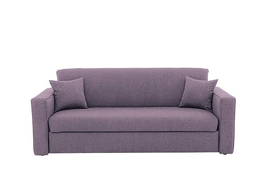Versatile 3 Seater Fabric Sofa Bed with Box Arms - Purple