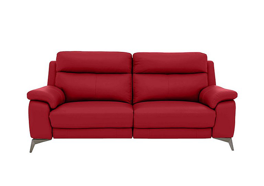 Missouri 3 Seater Leather Recliner Sofa with Power Headrest - Red- World of Leather