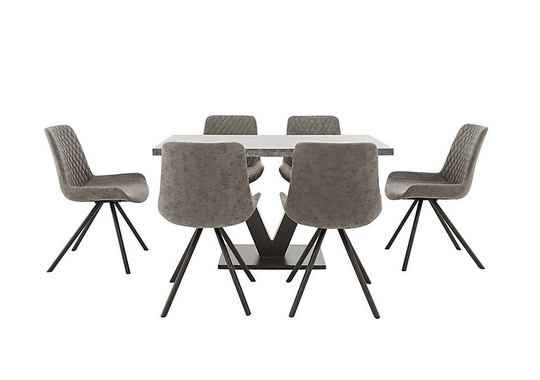 Rocket Dining Table and 6 Faux Leather Chairs Dining Set