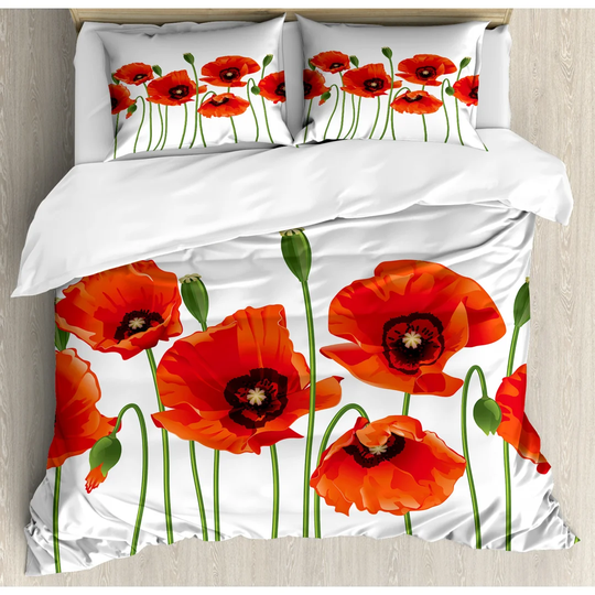 Shelbina Red/Green/White Microfibre 350 Duvet Cover Set