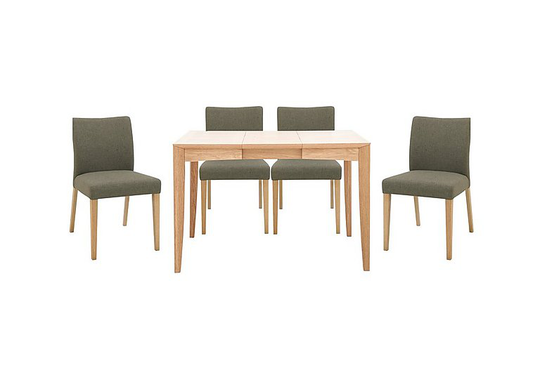 Duplex Small Extending Dining Table with 4 Upholstered Chairs