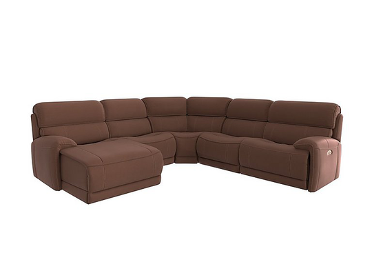 Link Fabric Corner Chaise Power Sofa - Brown