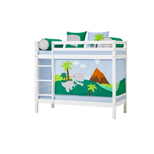 Basic Bunk Bed with Dinosaurs Curtain