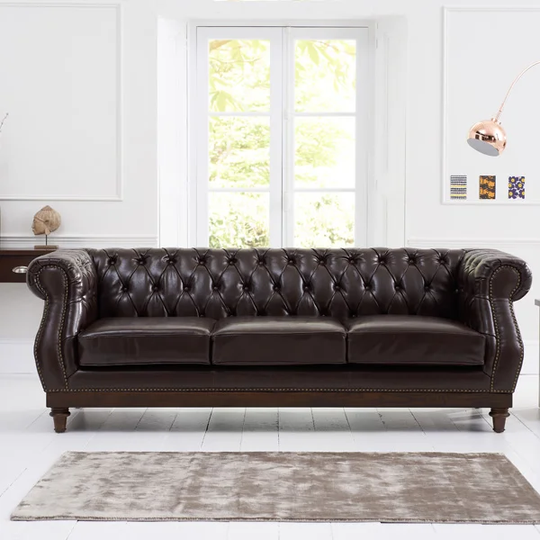 Naropa Genuine Leather 3 Seater Chesterfield Sofa