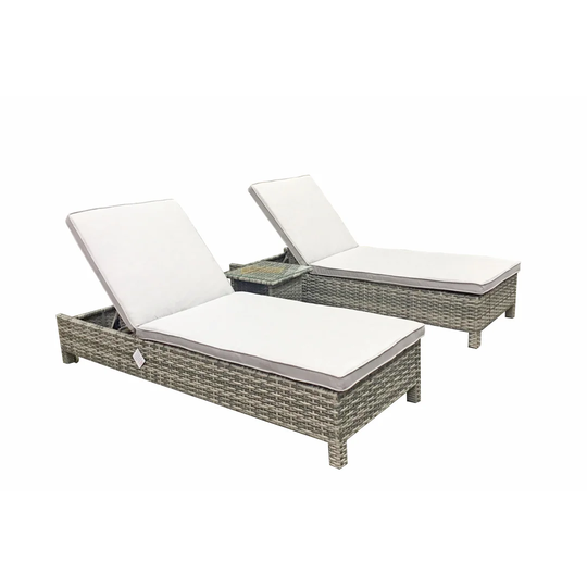Ashyr Double Reclining Sun Lounger with Cushion and Table