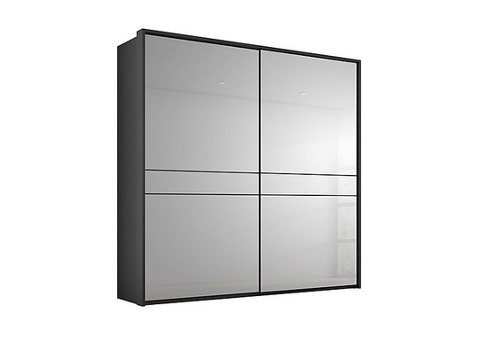 Rauch - Lando Sliding Mirror Wardrobe with LED Lights - 200-cm - Black