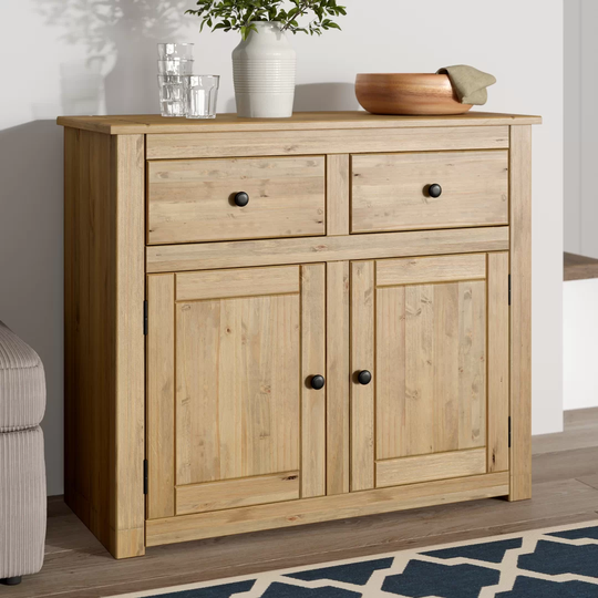Abbie 93 cm Wide 2 Drawer Pine Solid Wood Sideboard