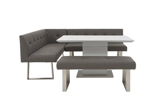 Park Avenue Dining Table, Left-Hand Facing Corner Bench and Standard Bench Dining Set - Grey