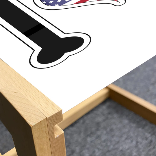 Bulldog Coffee Table, Funny Print Of I Love Dogs American Flag In A Heart Animal In Sunglasses, Acrylic Glass Center Table With Wooden Frame For Offic