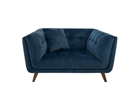 Rene Fabric Cuddler Sofa - Blue