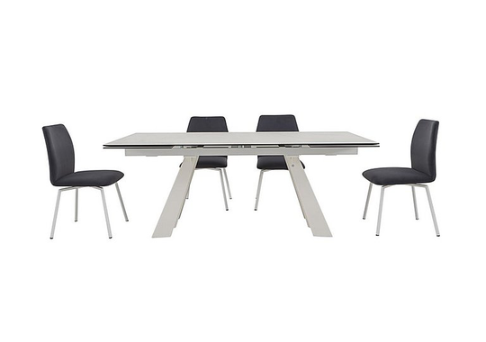Connubia by Calligaris - Wings Extending Dining Table and 4 Swivel Fabric Chairs - 200-cm