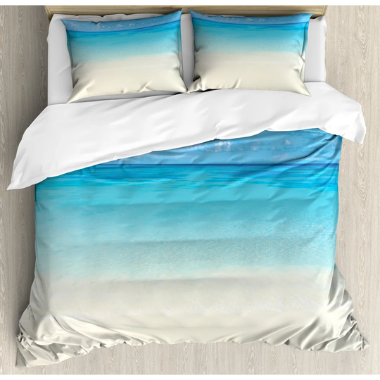 Engram Cream/Navy Microfibre 350 TC Duvet Cover Set