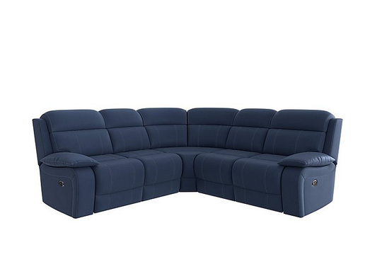 Moreno SD Ultra Soft Fabric Corner Recliner Sofa - Blue