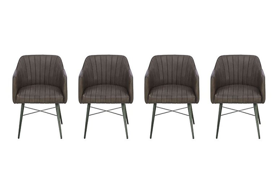 Max Set of 4 Leather Dining Chairs - Grey
