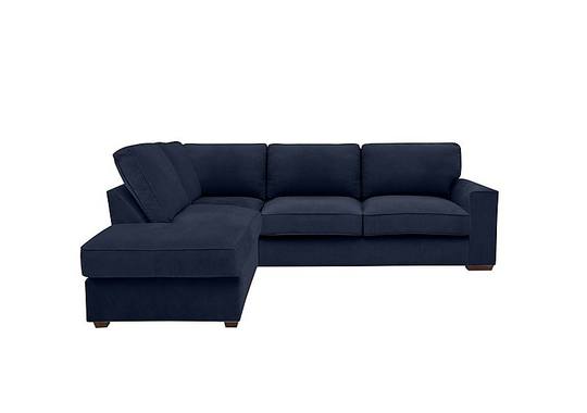Cory Fabric Corner Chaise Classic Back Sofa Bed - Blue