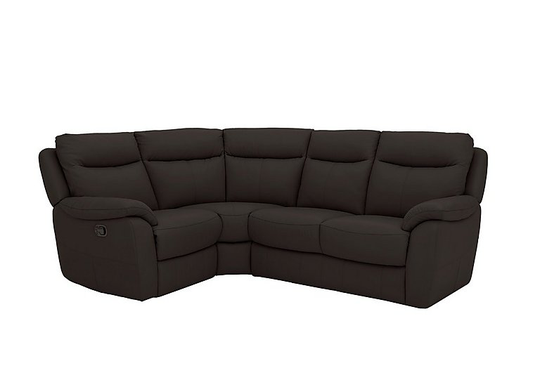 Snug Compact Leather Power Single Recliner Corner Sofa - Brown- World of Leather