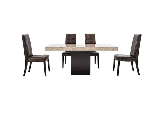 Stone International - Adriana Rectangular Marble Dining Table with 4 Dining Chairs