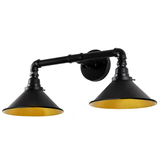 Bukovany 2 - Light Black/Gold Armed Sconce