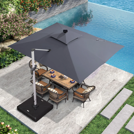 Cheverly 3.7m x 2.7m Rectangular Cantilever Parasol with Lights