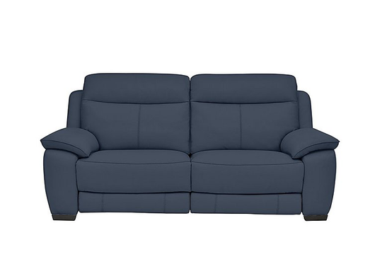 Starlight Express 3 Seater Leather Manual Recliner Sofa - Blue- World of Leather