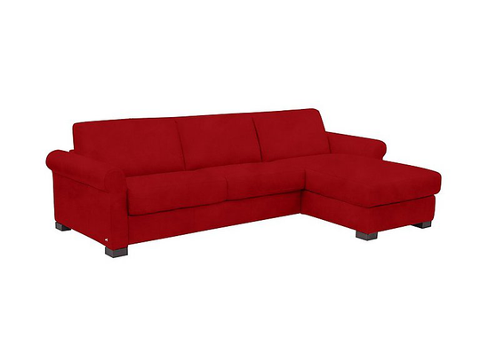 Nicoletti - Alcova 3 Seater Fabric Sofa Bed with Storage Chaise with Scroll Arms - Red
