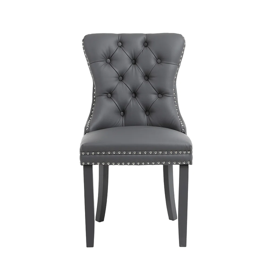Lady Dining Chairs In Faux Leather - Dark Grey
