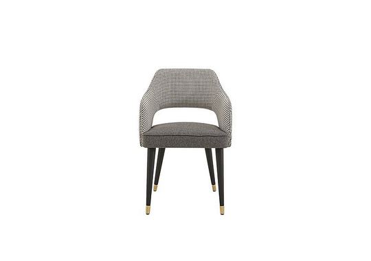 Manu Mixed Fabric Dining Chair with Brass Leg Caps