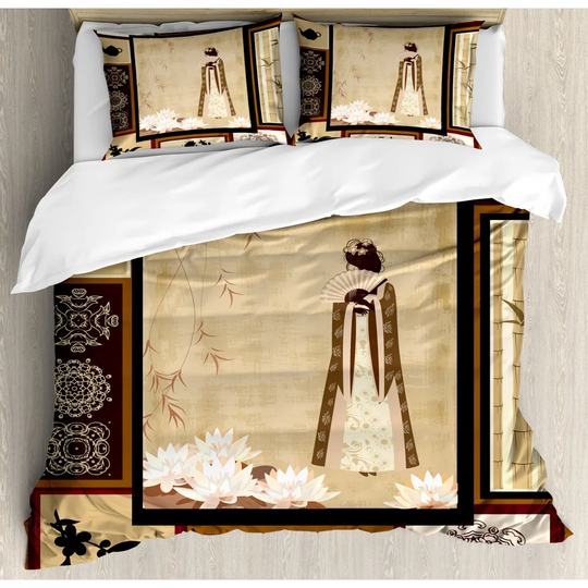 Northfleet Brown/Ivory Microfibre 350 TC Duvet Cover Set