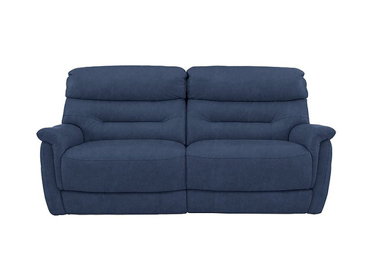 Chicago 3 Seater Fabric Battery Recliner Sofa - Blue