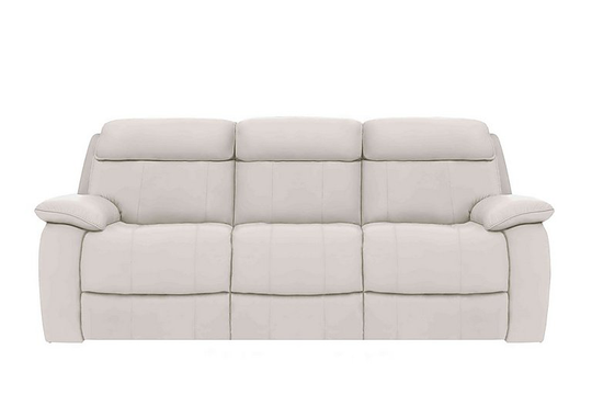 Moreno 3 Seater Leather Power Recliner Sofa - White- World of Leather