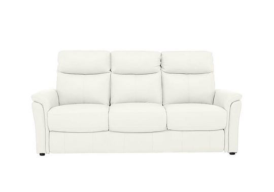 Compact Collection Piccolo 3 Seater Leather Static Sofa - White- World of Leather