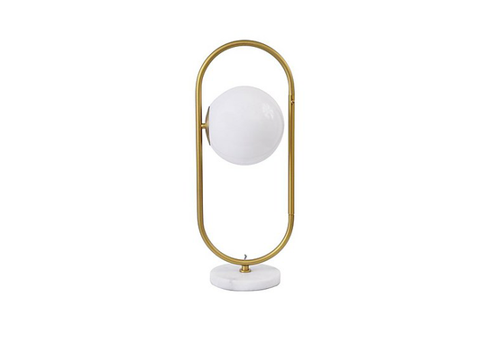 Orbital Milk Glass Brass and Marble Table Lamp