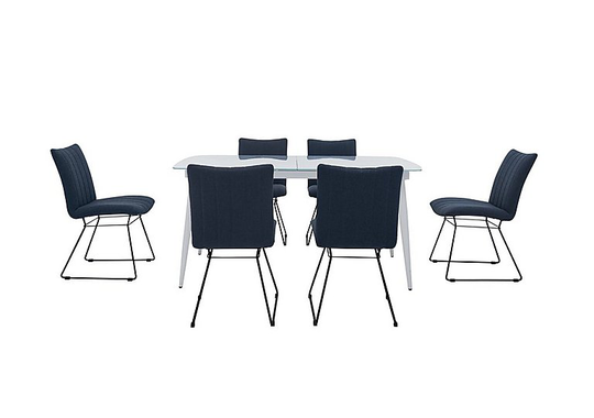 Ace Large Extending Dining Table and 6 Chairs - Blue