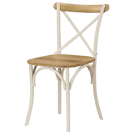 Cross Chairs 4 Pcs White Solid Mango Wood