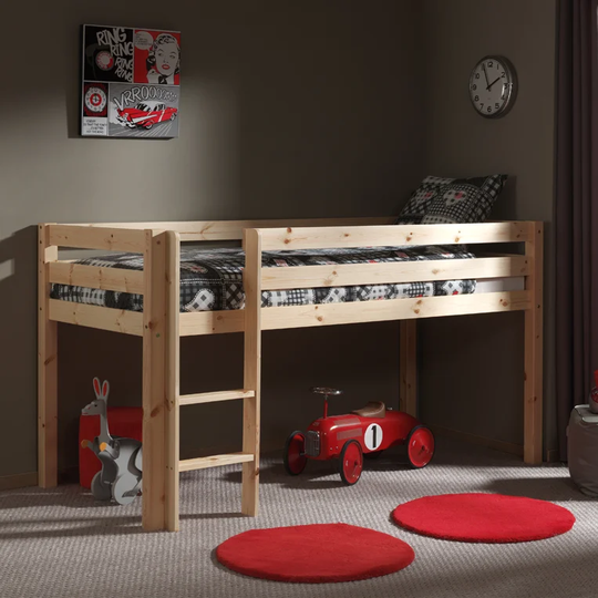 Pino Mid Sleeper Bed with Guardrails and Ladder