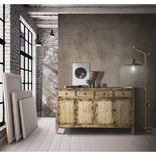 Elyssa 151Cm Wide 4 Drawer Elm Solid Wood Sideboard