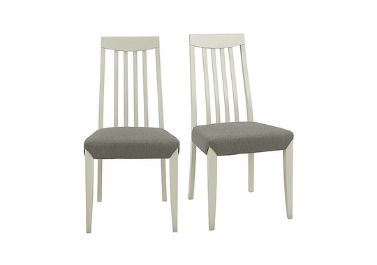 Skye Pair of Tall Slatted Chairs - Grey
