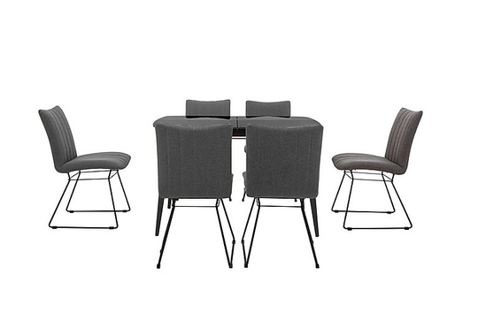 Ace Small Extending Dining Table and 6 Chairs - Grey