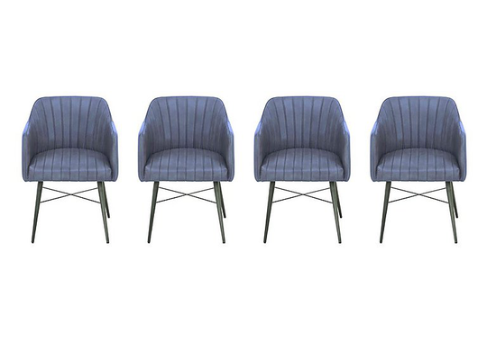 Max Set of 4 Leather Dining Chairs - Blue