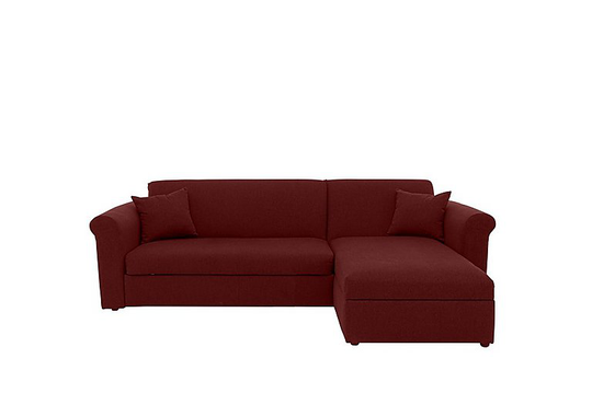 Versatile 2 Seater Fabric Chaise Sofa Bed with Storage with Scroll Arms - Red