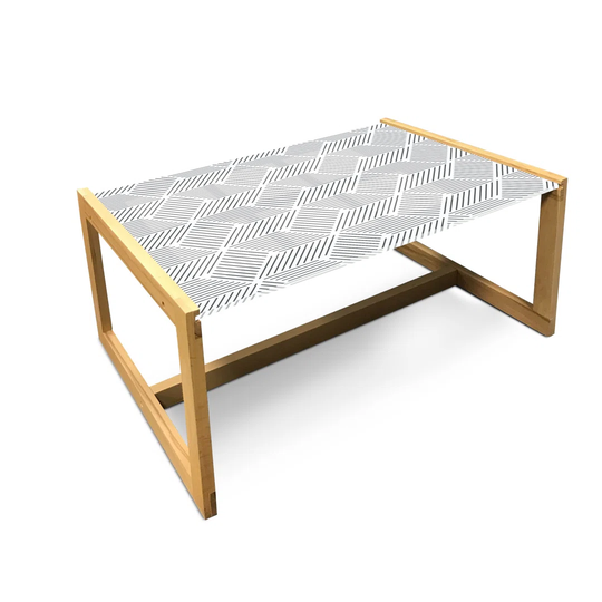 Abstract Coffee Table, Art Of Diagonal Left Right Up Down Stripes Monochrome Design Slim Details, Acrylic Glass Center Table With Wooden Frame For Off