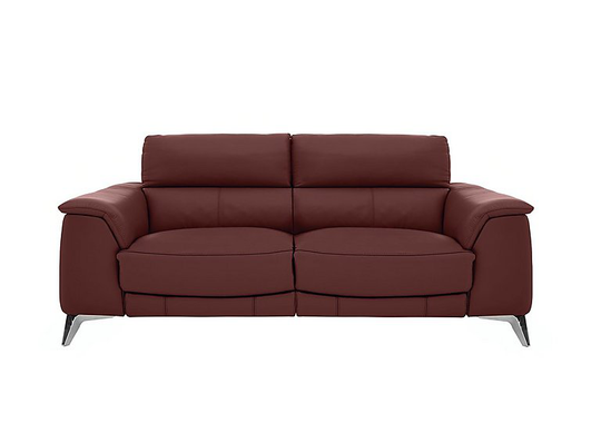 Odyssey 3 Seater Leather Recliner Sofa with Power Headrests - Red- World of Leather