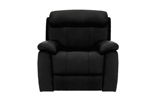 Moreno Leather Manual Recliner Armchair - Black- World of Leather
