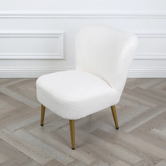 Shaun - Boucle Fabric Accent Chair With Golden Legs