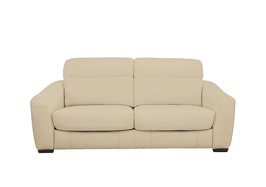 Cressida 3 Seater Leather Sofa Bed - Beige- World of Leather