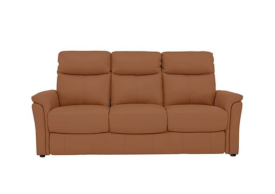 Compact Collection Piccolo 3 Seater Leather Static Sofa - Brown- World of Leather