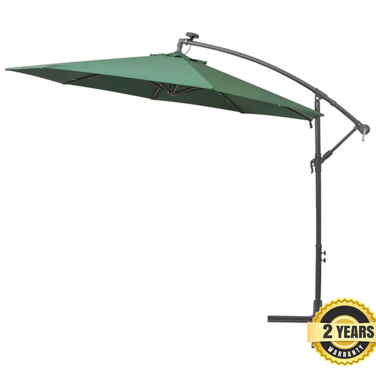 Cantilever parasol with LED lighting and a 300cm metal pole