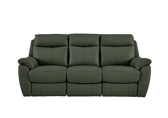 Snug 3 Seater Fabric Manual Recliner Sofa - Green