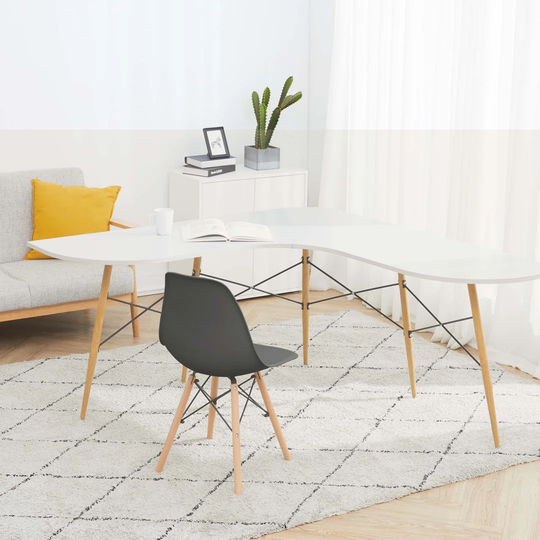 Teamson Home Plastic Side Dining Chair with Wood Legs Set Of 2 - Black